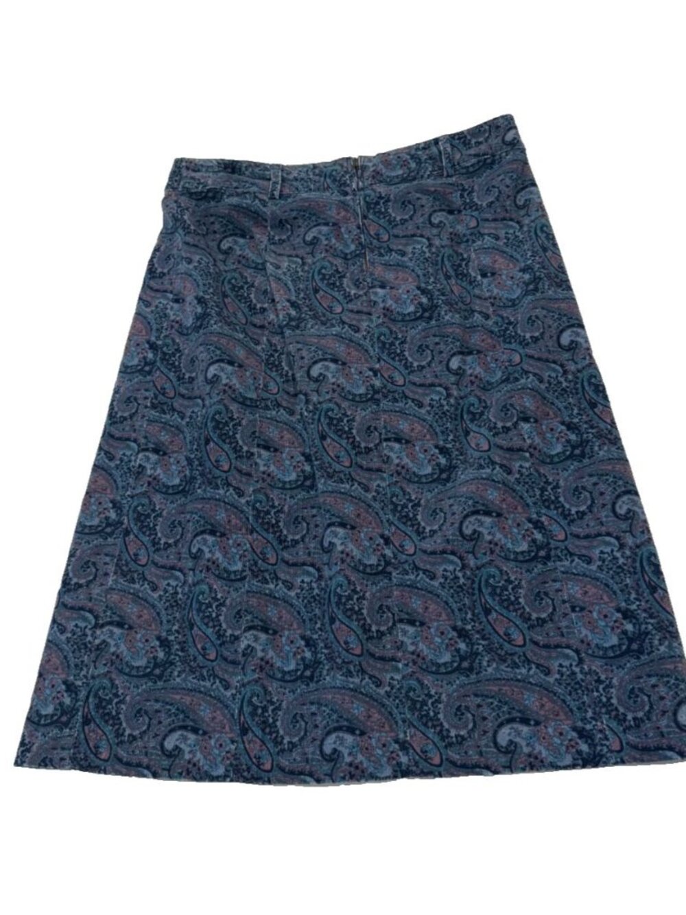 April Cornell / Cornell Trading Blue & Purple Corduroy Paisley A-Line 12 Skirt